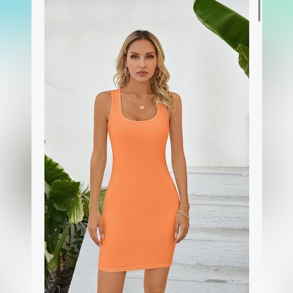 Summer Tank Dresses Ribbed Bodycon Mini Sleeveless Casual Fitted Pencil Dresses - Picture 7 of 7